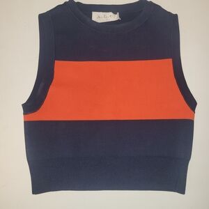 A.L.C. Navy and Orange Crop Top